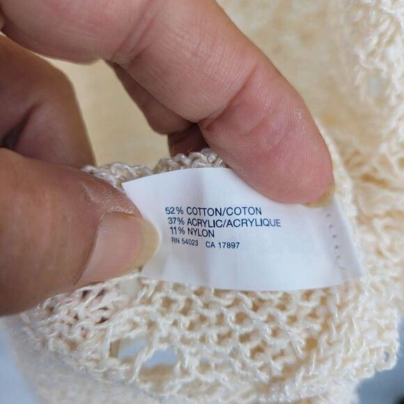 Gap Open Knit Tunic Tank Coverup Top XL Vanilla See Through Non Itch Beach Boho - Picture 12 of 13